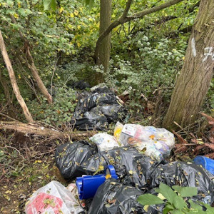 Illegal entsorgte Müllsäcke in der Ruhrtalstraße vergrössern