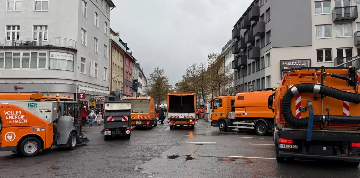Reinigung nach dem Karnevalsumzug in der Innenstadt